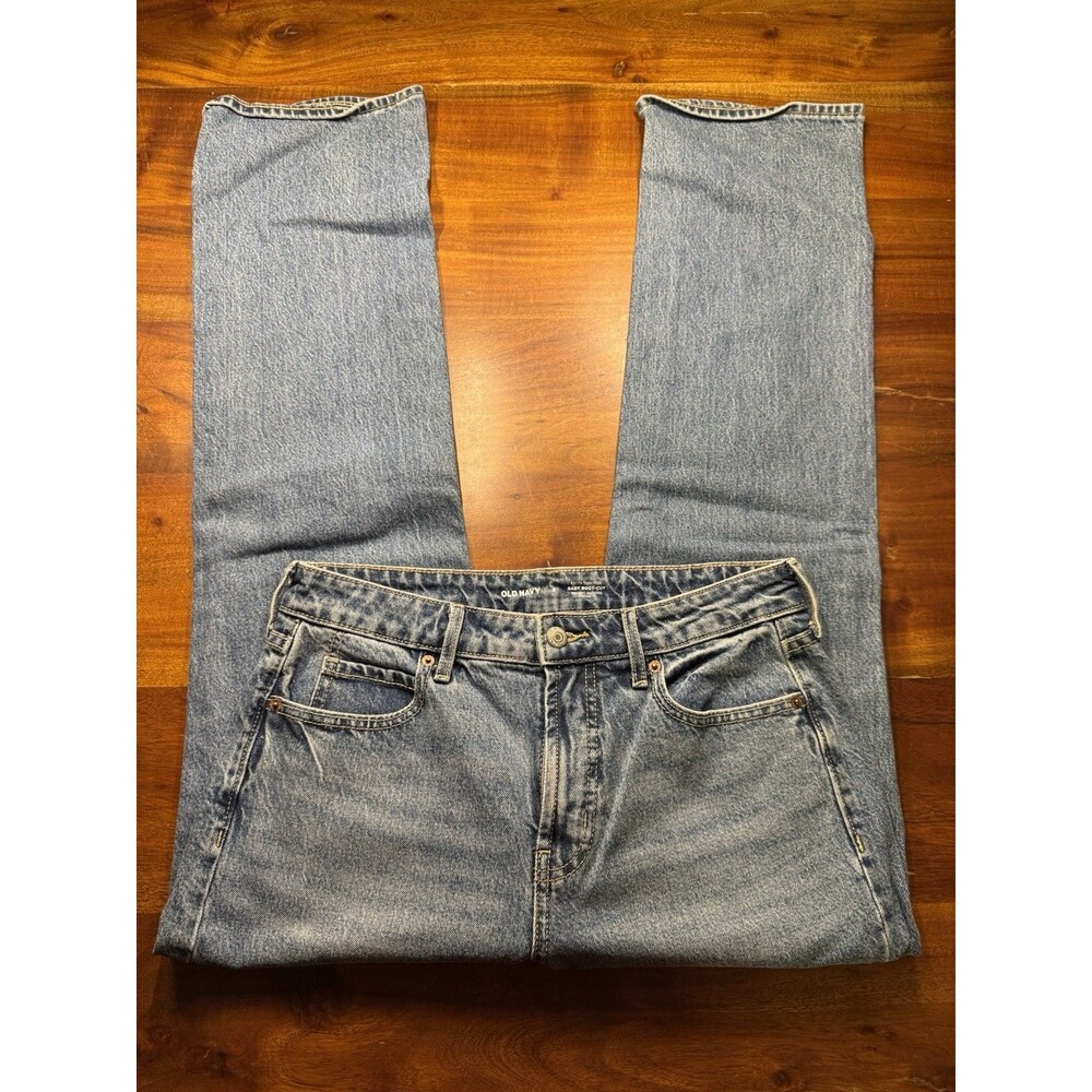 Old Navy Extra High Rise Baby Boot-Cut Jeans Womens Size 6 Blue Stretch Denim